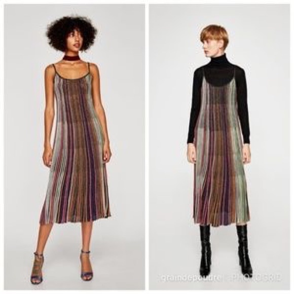 zara metallic knit dress